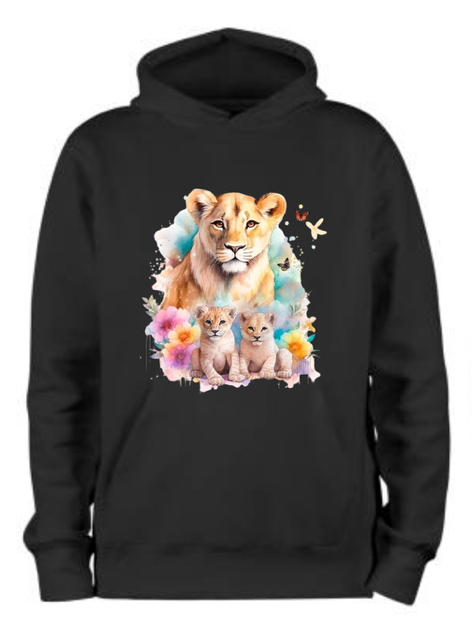 Mother Lioness With Two Babies Hoodie